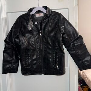 LJYH Classic Black faux leather Kids Jacket size 5/6 kids leather biker jacket